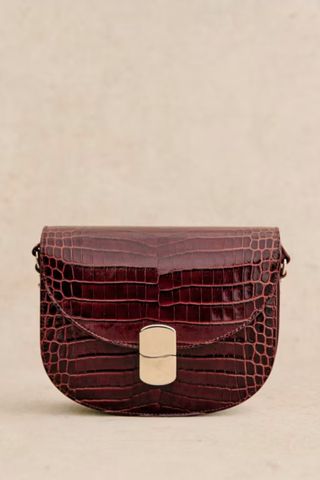 Sézane Claude Bag in Chocolate Croco Print