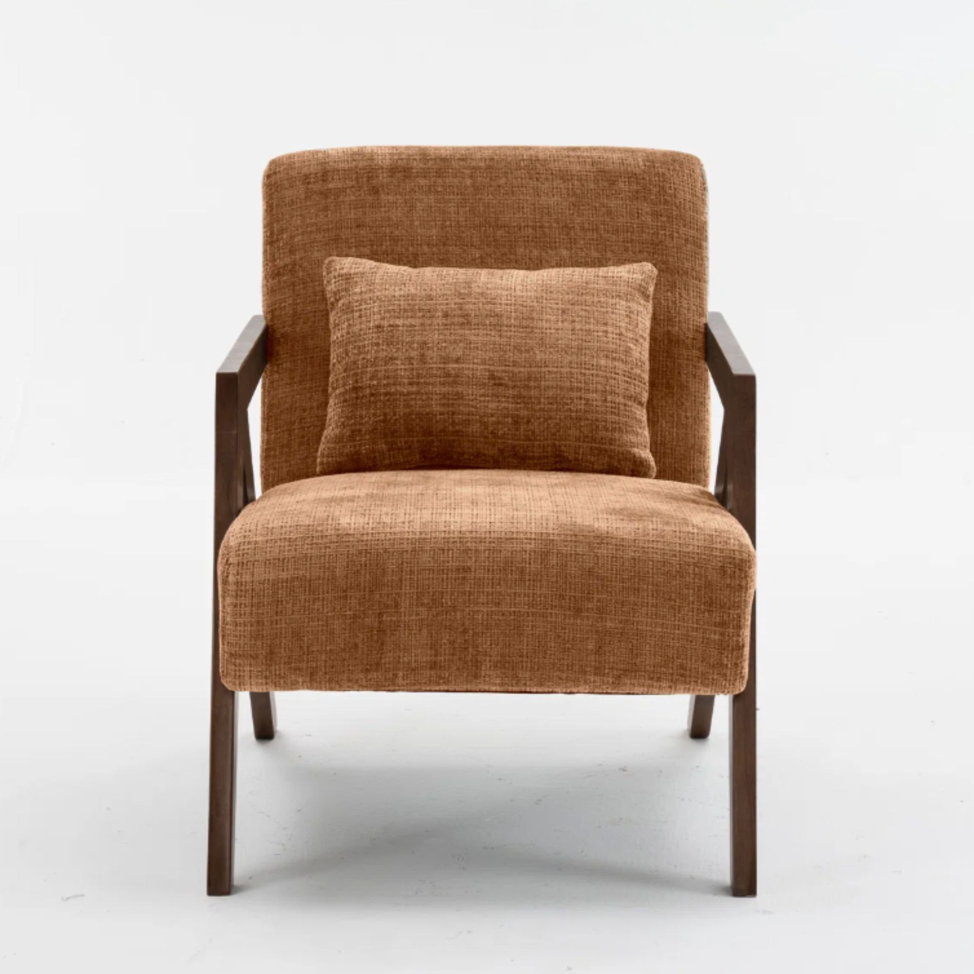 Juriana Mid Century Modern Upholstered Solid Wood Accent Armchair with an Extra Pillow