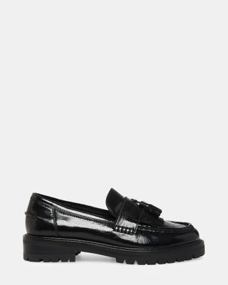 Minka Black Leather Lug Loafer