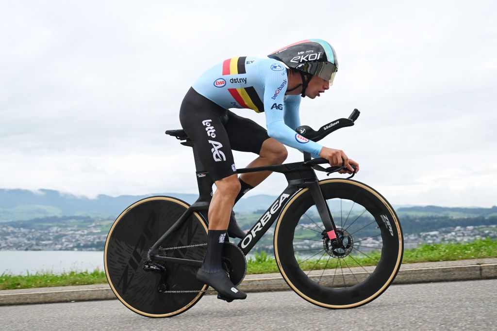 ZURICH SWITZERLAND SEPTEMBER 23 Alec Segaert of Team Belgium sprints during the 97th UCI Cycling World Championships Zurich 2024 Mens U23 Individual Time Trial a 299km one day race from Zurich to Zurich on September 23 2024 in Zurich Switzerland Photo by Dario BelingheriGetty Images