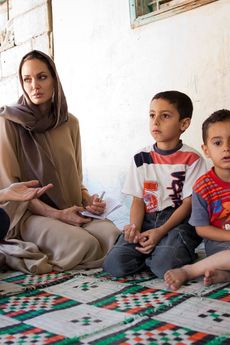 Angelina Jolie at Syrian refugee camp