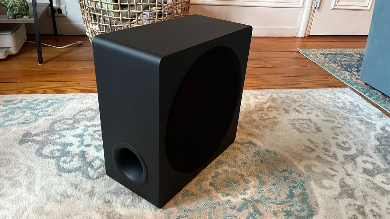 LG S95TR subwoofer on floor in living room