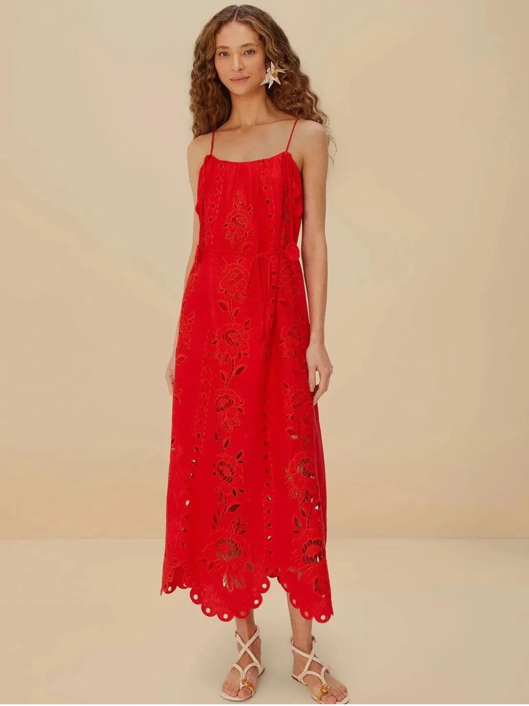 FARM RIO ACTIVE, Red Flowers Richelieu Lenzing™ Ecovero™ Euroflax™ Maxi Dress