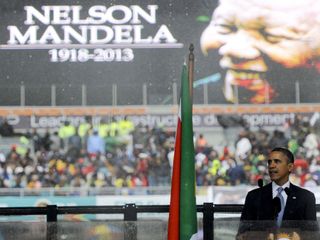 Barack Obama at Nelson Mandela's memorial service