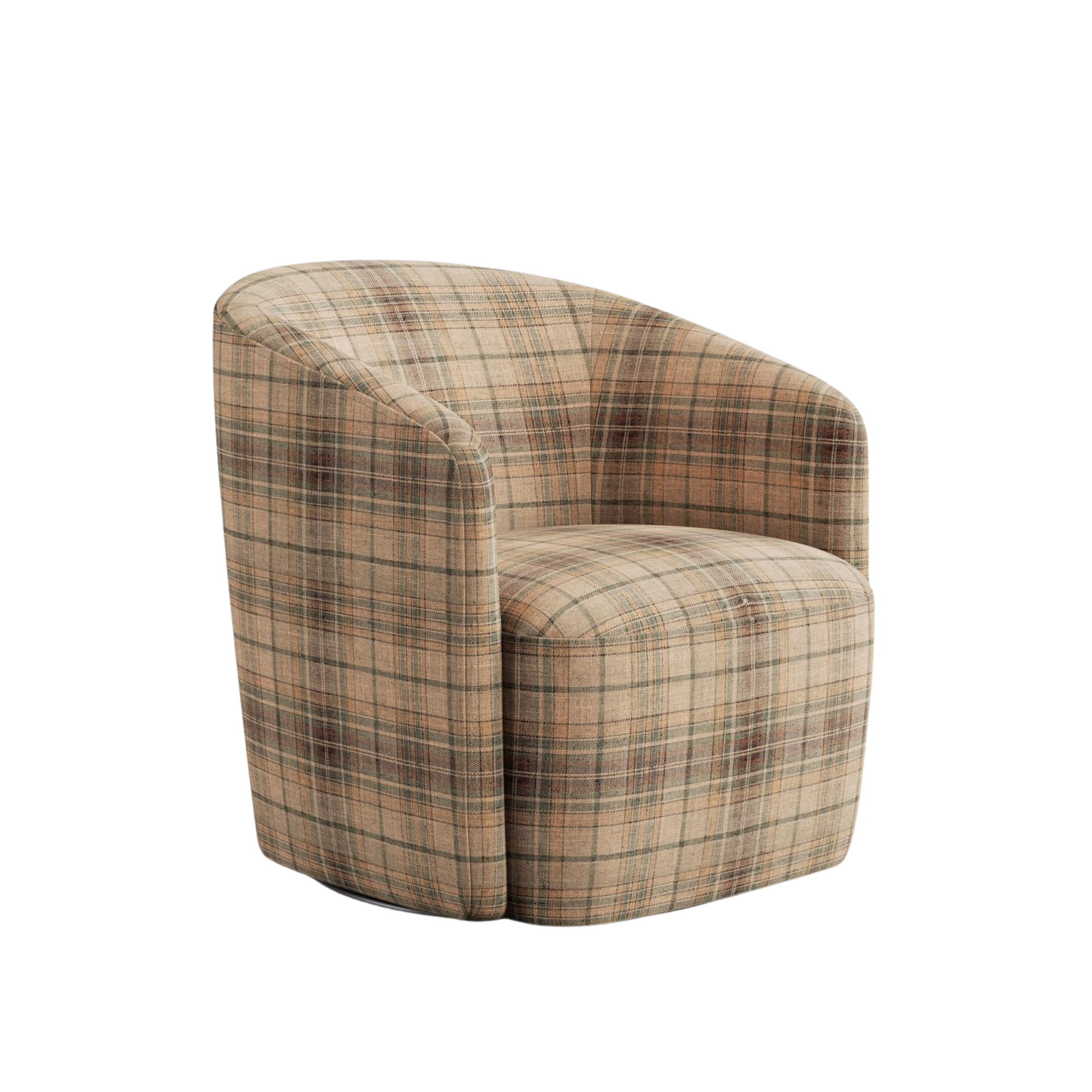 a plaid swivel chair
