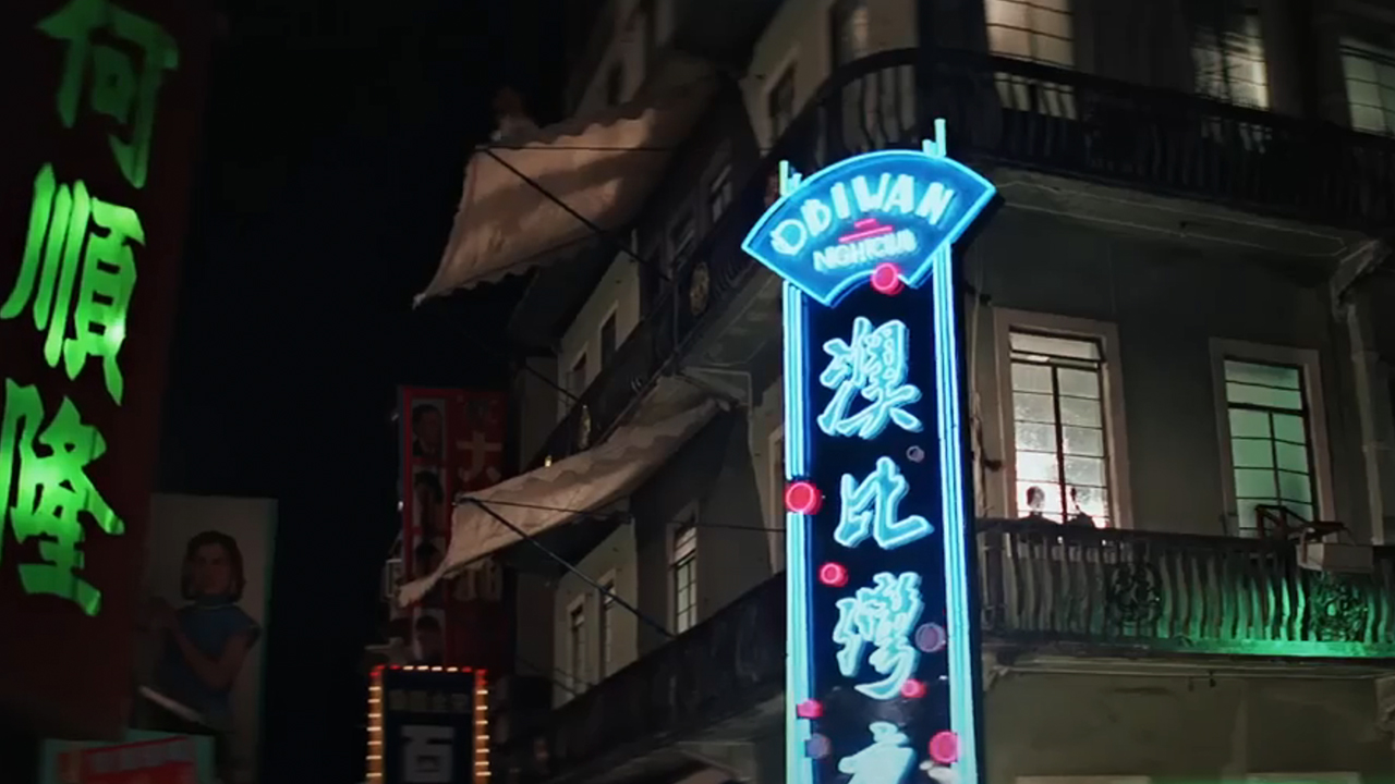 A neon sign with 