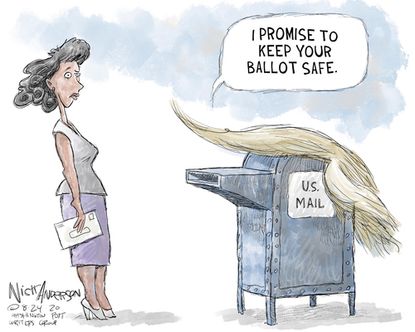 Political Cartoon U.S. Trump USPS ballot 2020 vote