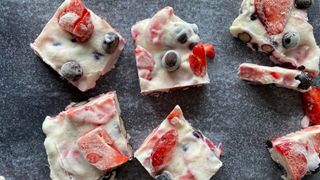 a photo of some frozen fruit bark 