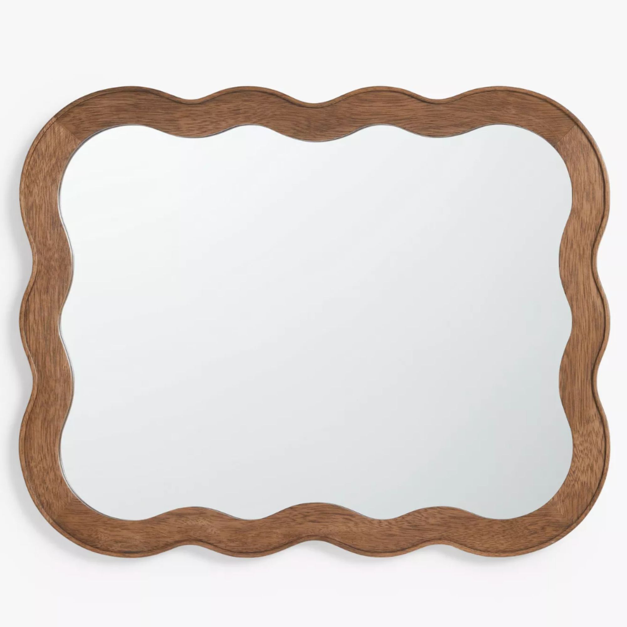 A mirror with wiggle wooden frame