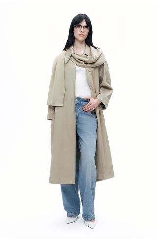 Shawl-Designed Trench Coat