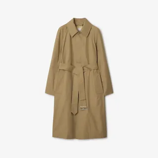 Langer Gabardine-Automantel in Teddy-Farbe – Damen, Baumwolle | Offizielles Burberry®