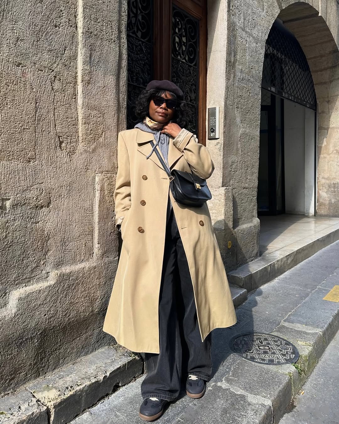 Frann Fyne wearing a crossbody bag in Paris.