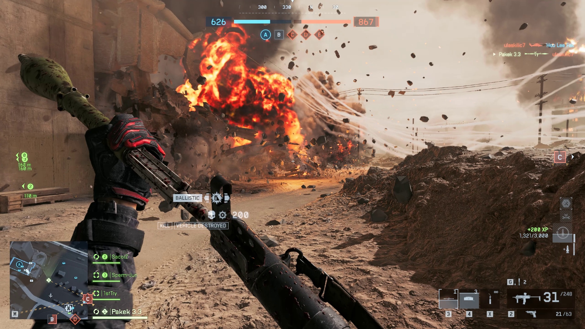 Reloading an RPG as a building explodes in Battlefield 6