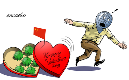 Editorial Cartoon World covid valentines day