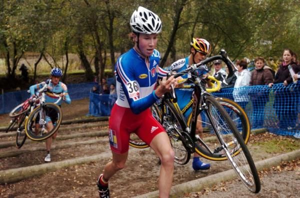 Clement Lhotellerie tackles the run-up in Pontchateau at the Junior European Championship in 2005.