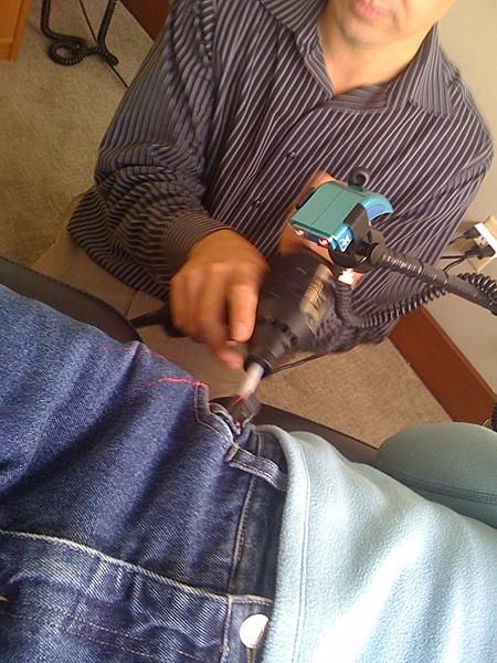 Dr.Chappy Wood performs Cold Laser Therapy on Shelley Evans (Olds)