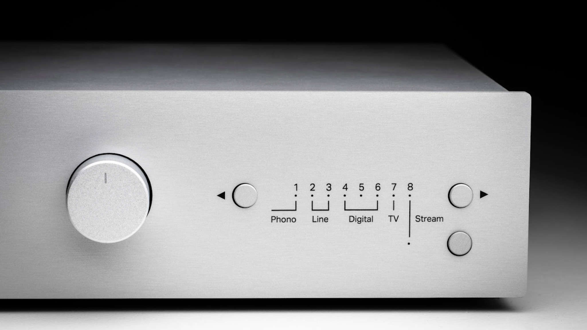 A close-up of the front panel of a Pro-Ject Uni Box S3
