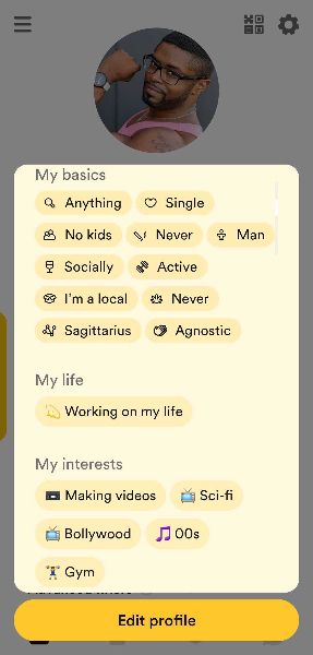 Bumble BFF profile information