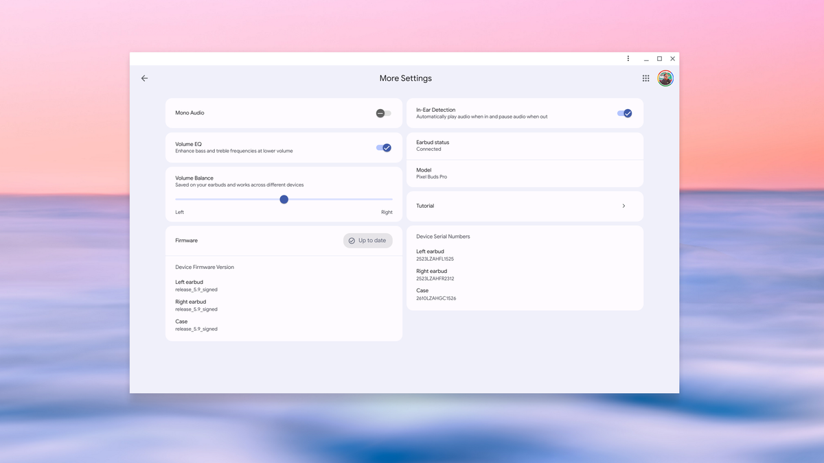 Google Pixel Buds Web App on Chromebooks