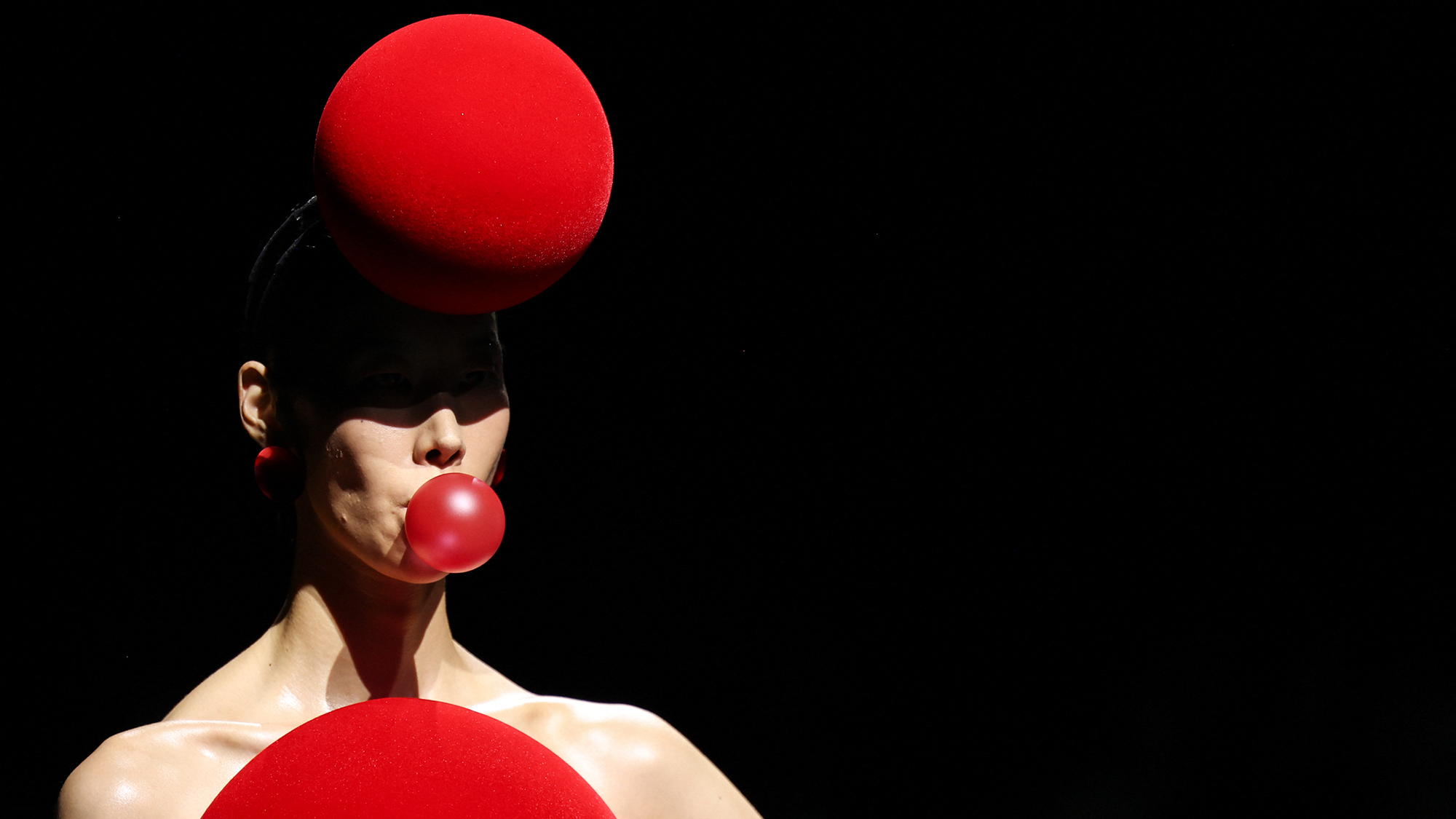 A model walks the runway as part of the Robert Wun Haute Couture Fall/Winter collection during Paris Fashion Week in France