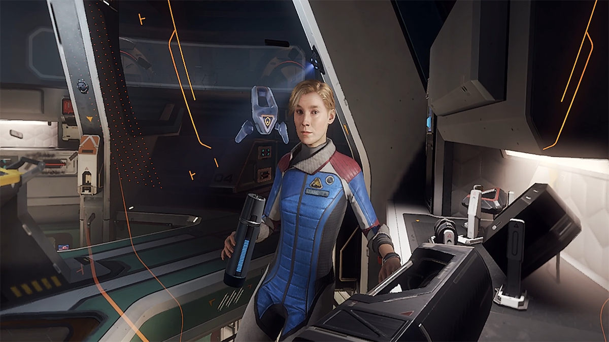 Lone Echo 2 - A closeup of Captain Liv while she works in her workshop
