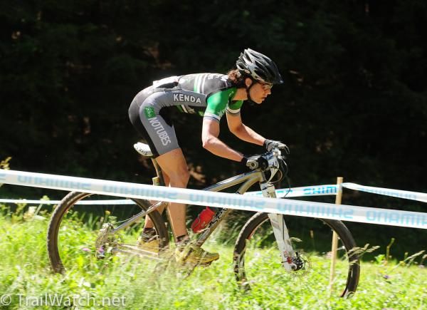 Mary McConneloug (Kenda-Seven-No Tubes) riding a consistent race in 13th place