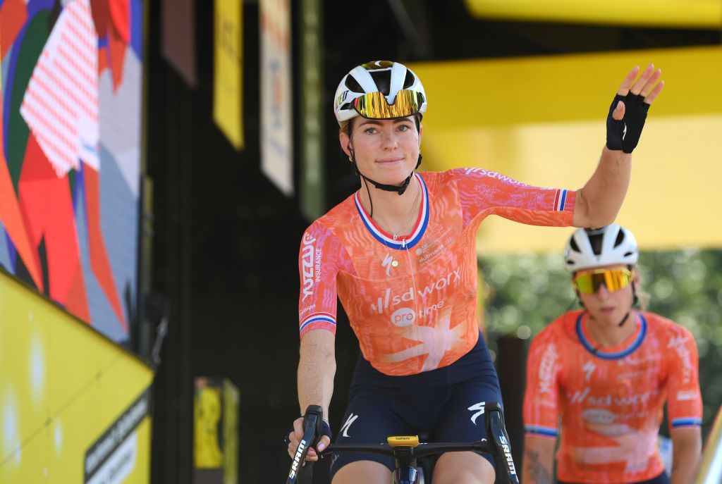 REMIREMONT FRANCE AUGUST 16 Demi Vollering of The Netherlands and Team SD Worx Protime prior to the 3rd Tour de France Femmes 2024 Stage 6 a 1592km stage from Remiremont to Morteau UCIWWT on August 16 2024 in Remiremont France Photo by Alex BroadwayGetty Images