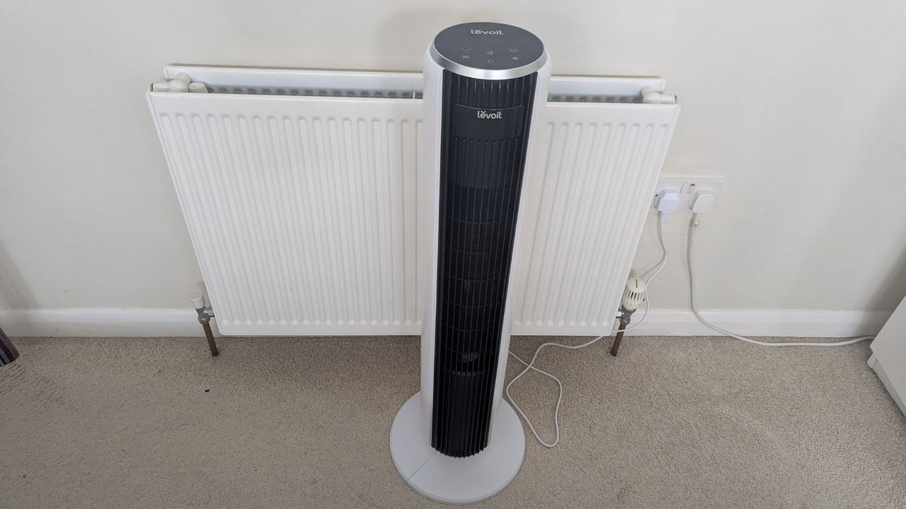 Levoit Classic Tower Fan in the bedroom