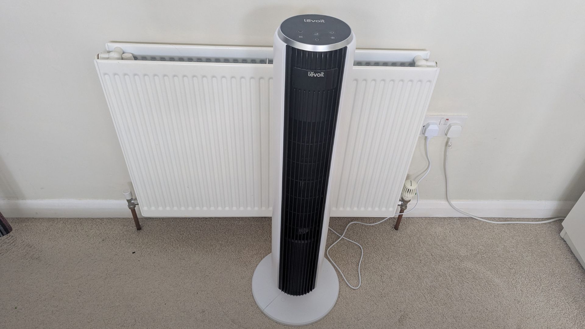 Levoit Classic Tower Fan in the bedroom