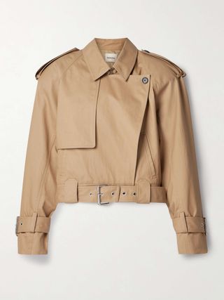 Hammond Cropped Belted Leather Trench Coat