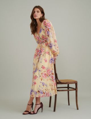 Yellow Floral Anya Midi Dress