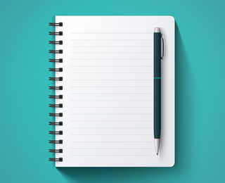 An illustration of a blank notebook.
