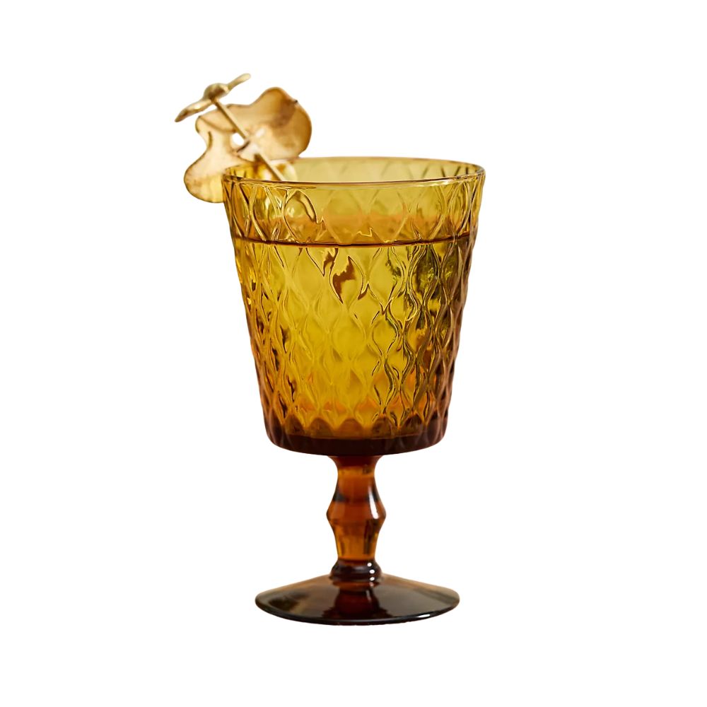 Honey Amber Glass Goblet