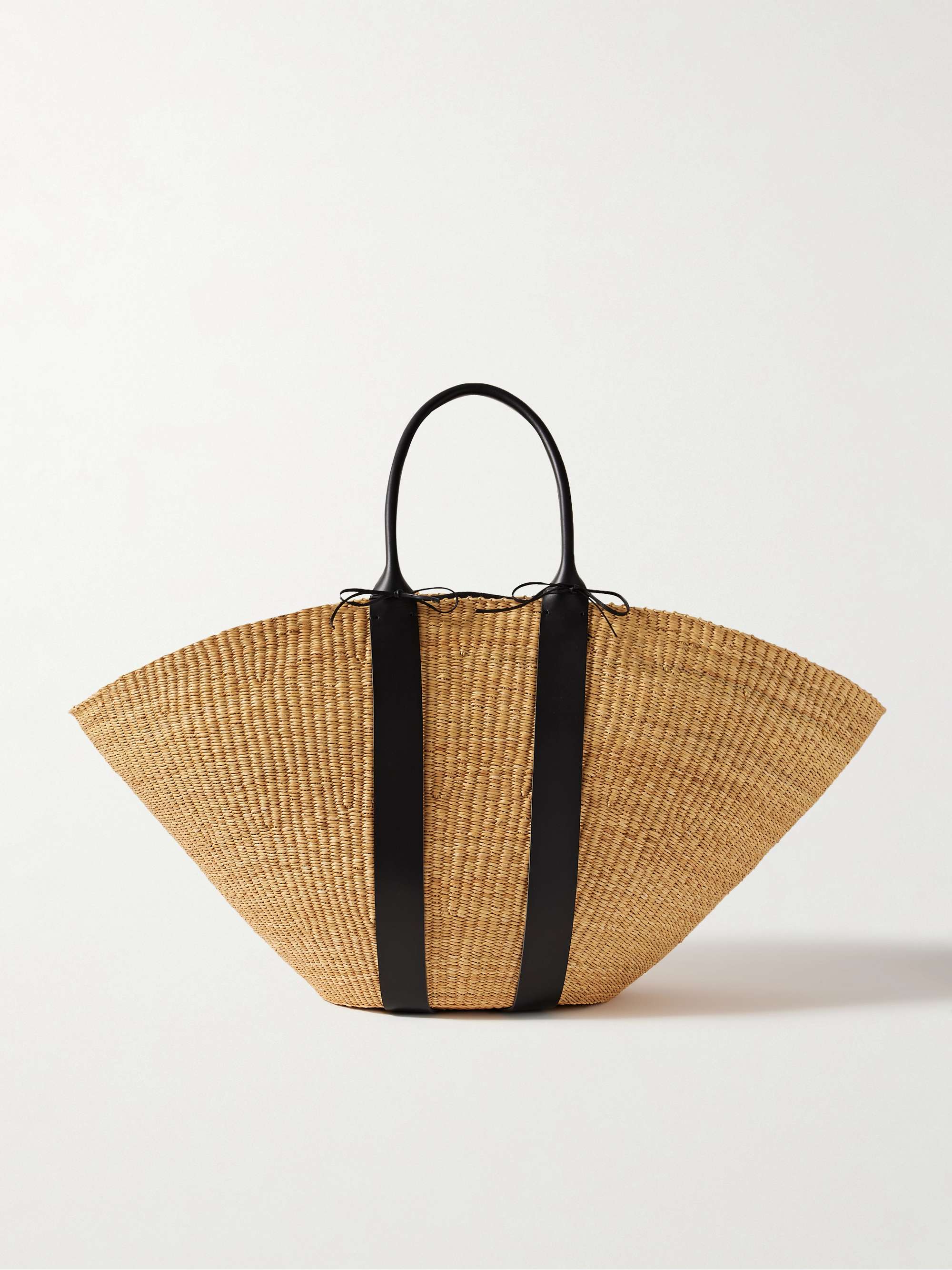 Sophie Maxi Leather-Trimmed Woven Straw Tote