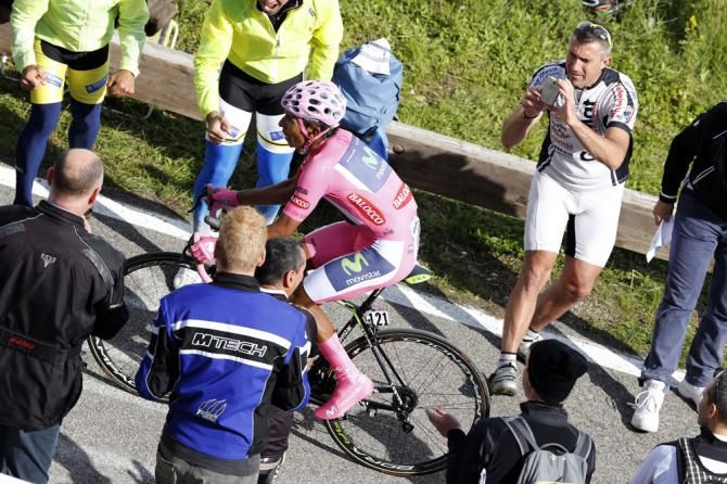 Nairo Quintana (Movistar) heads to another win in the Giro d'Italia
