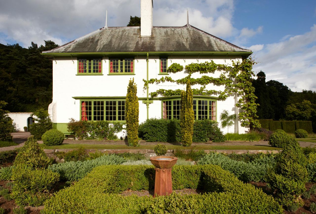 The west front of Perrycroft. The house was built to designs by C. F. A. Voysey in 1895.