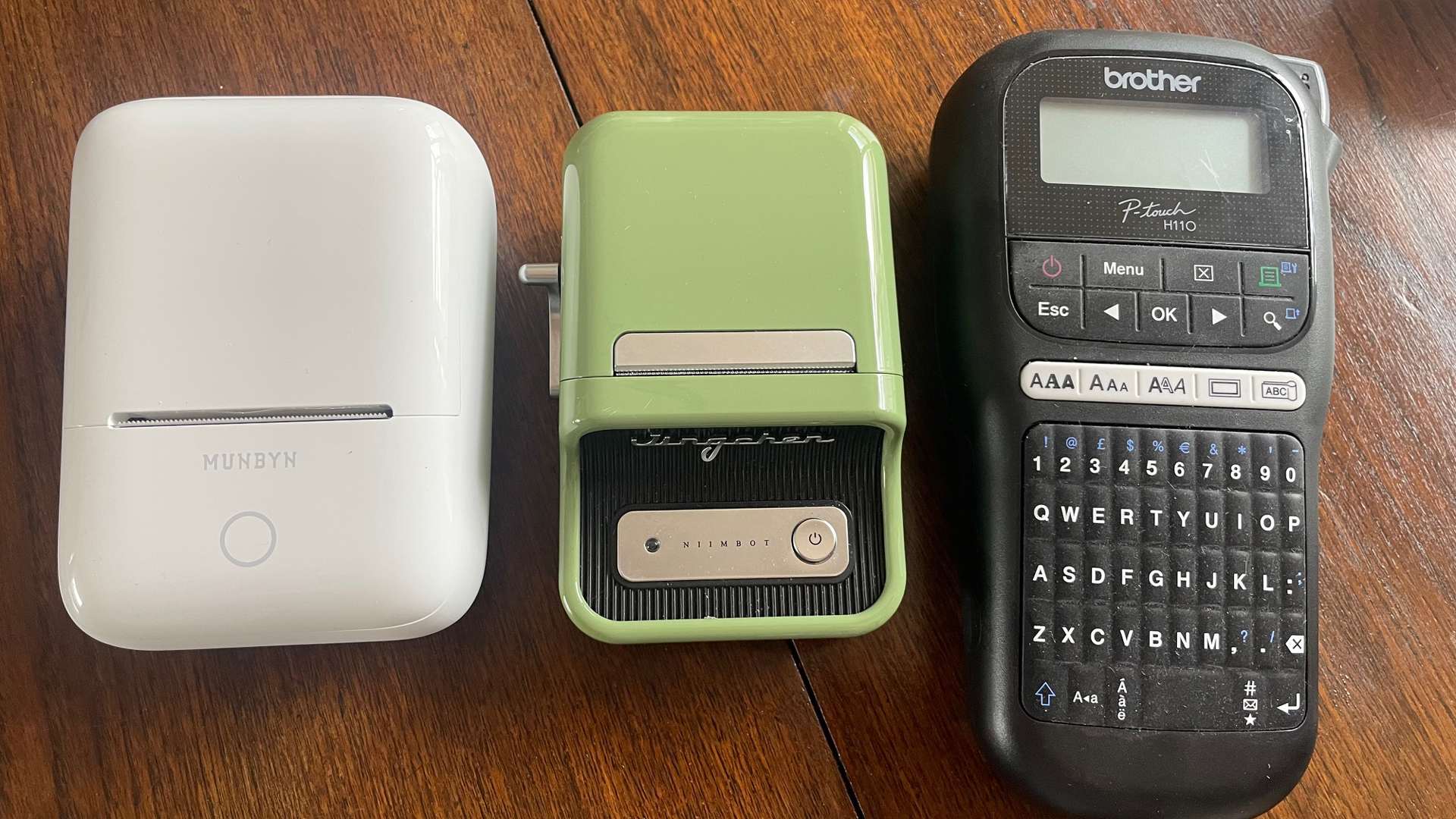 three label makers in a row