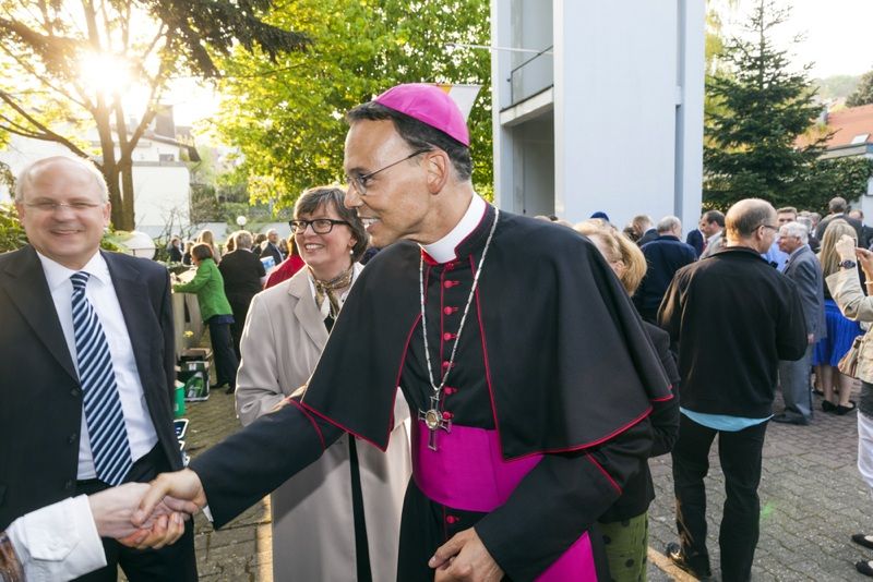 Bishop Franz Peter Tebartz-van Elst greets the parents of the confirmants on May 4, 2013 in Konigstein, Germany. 