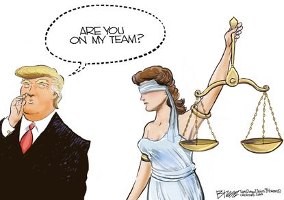 Political cartoon U.S. Trump Mueller FBI Russia investigation Rosenstein team