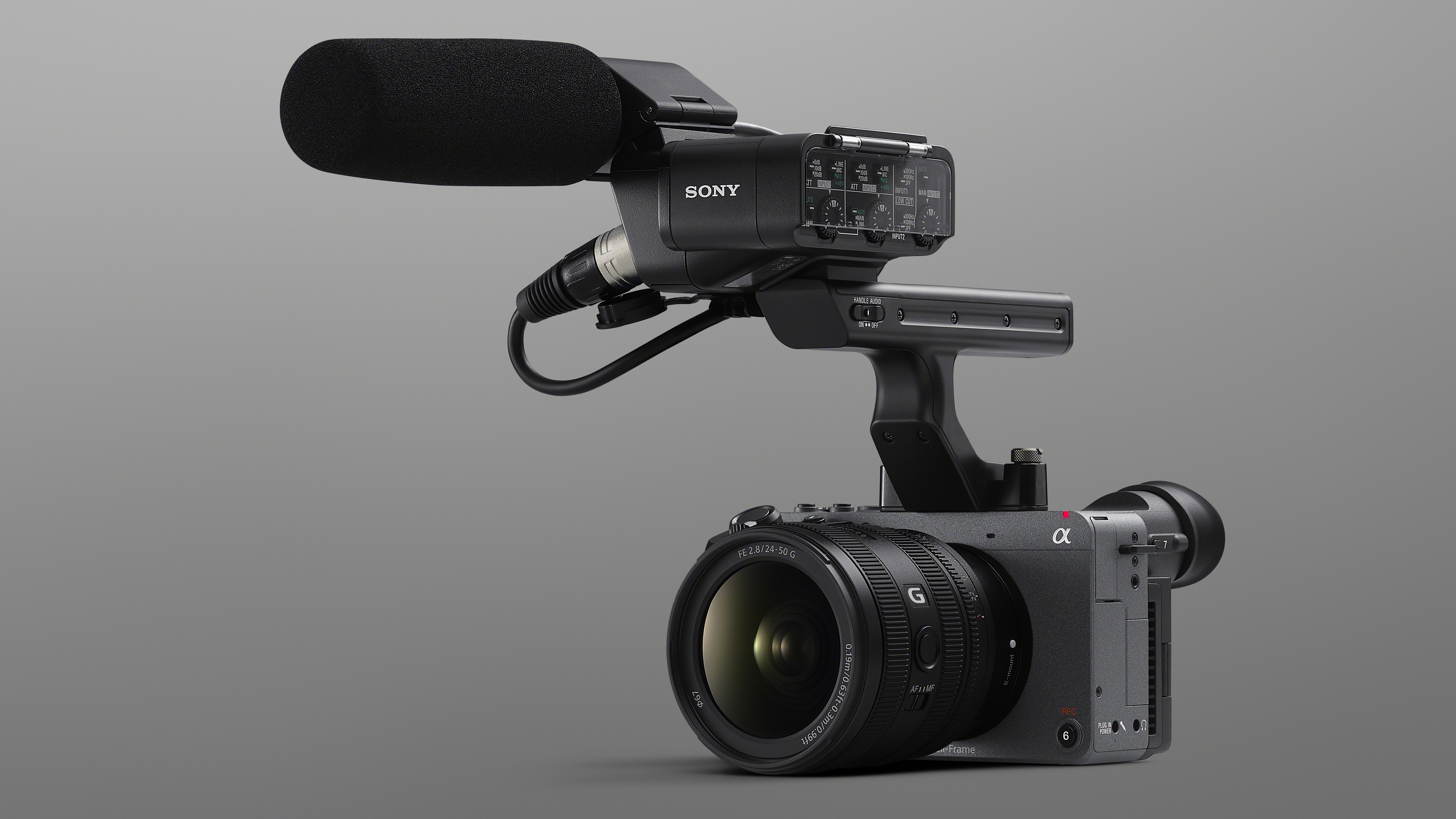 Sony FX2 camera on a grey background