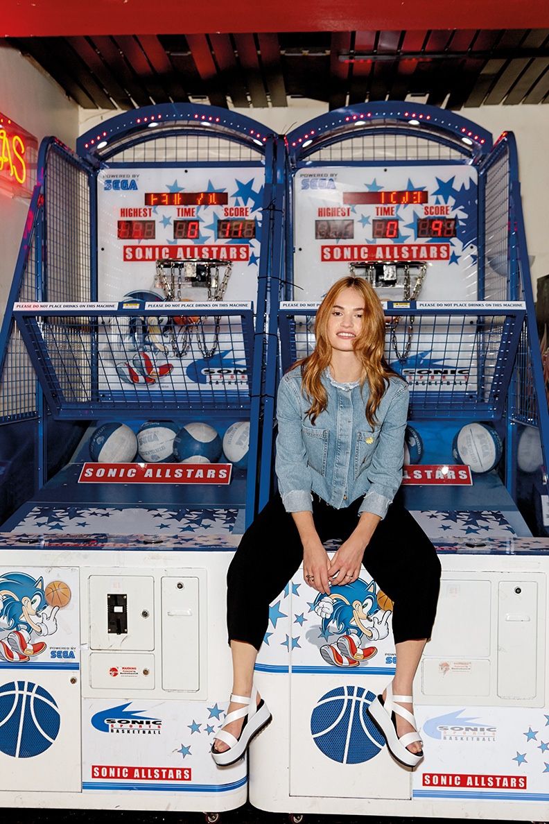 Lily James, denim