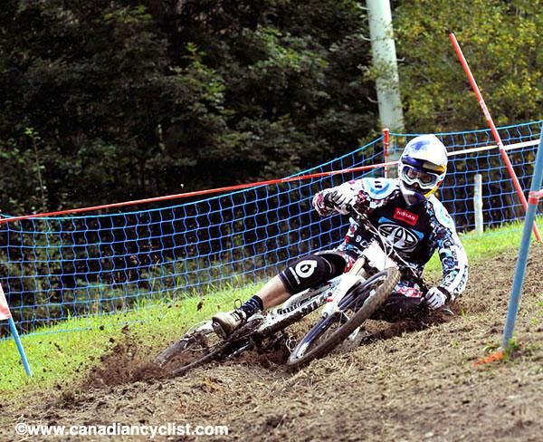 Gee Atherton washes out on a corner