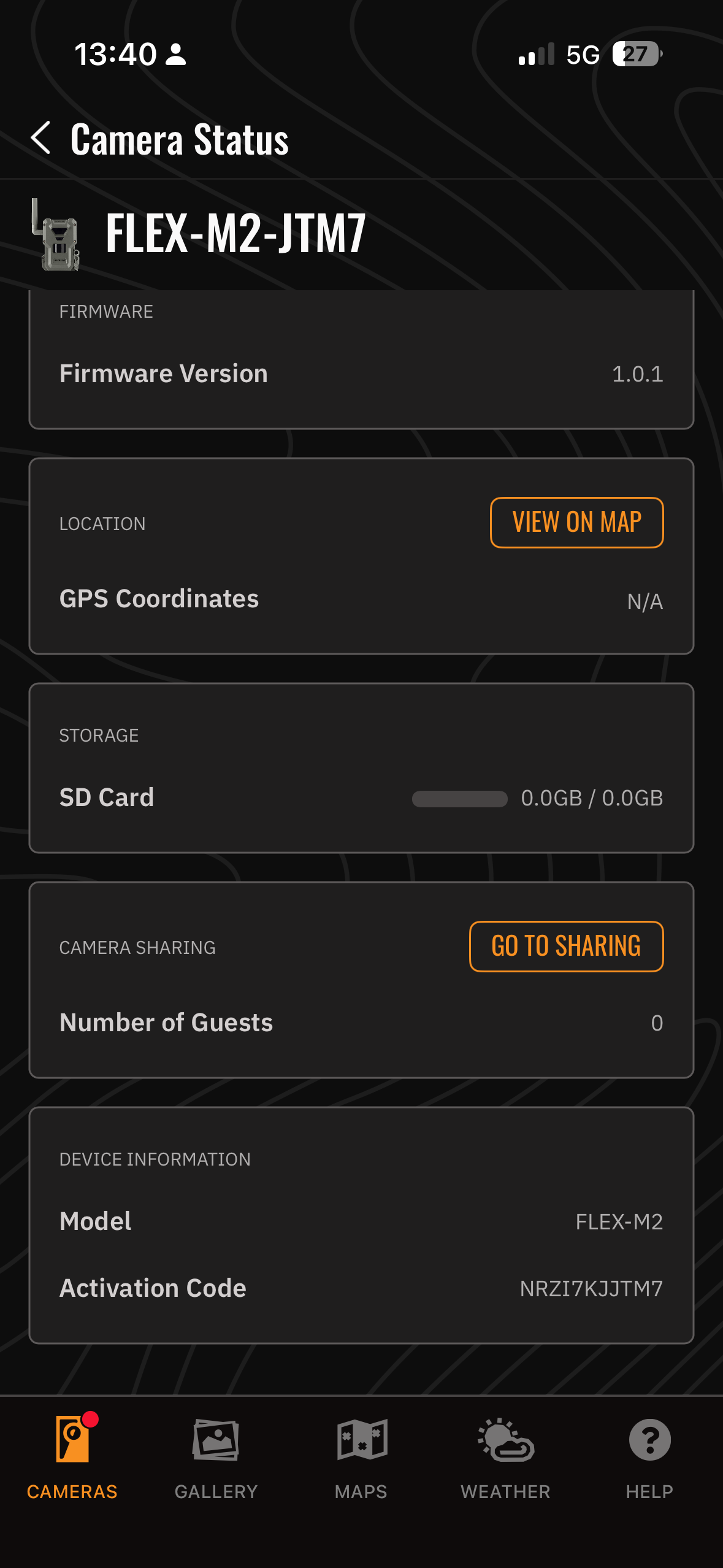 Screenshots from the Spypoint app