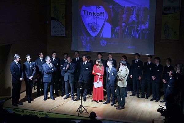 Tinkoff on stage during the presentation