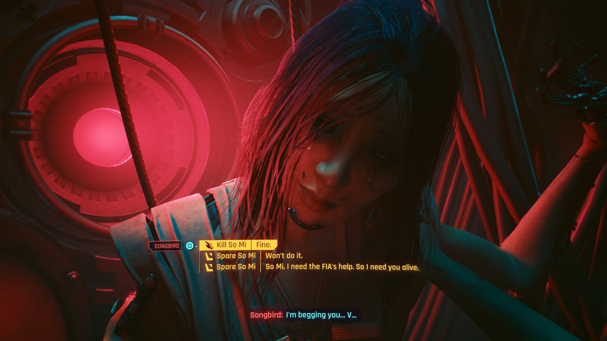 Cyberpunk 2077: Phantom Liberty endings - Songbird in the core