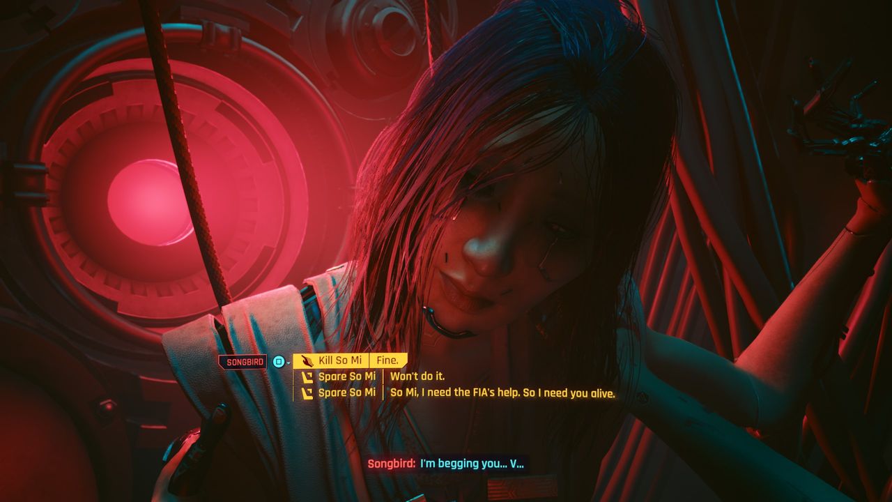 Cyberpunk 2077: Phantom Liberty endings - Songbird in the core