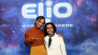 Zoe Salda&ntilde;a and Yonas Kibreab attend the World Premiere of Disney and Pixar's "Elio" at El Capitan Theatre on June 10, 2025 in Los Angeles, California.