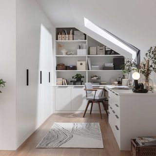 home office loft conversion with white fitted furniture