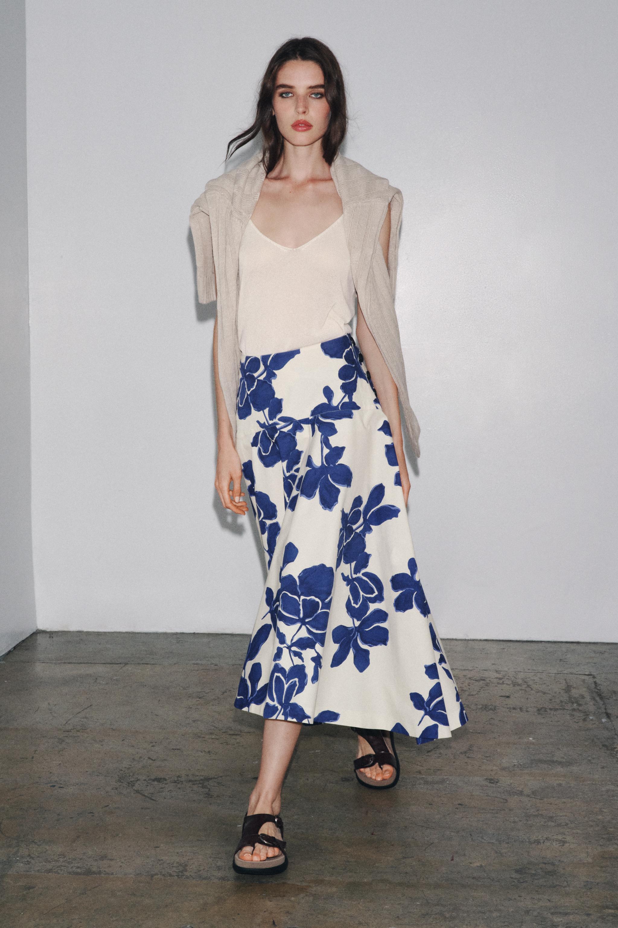 Zw Collection Floral Midi Skirt
