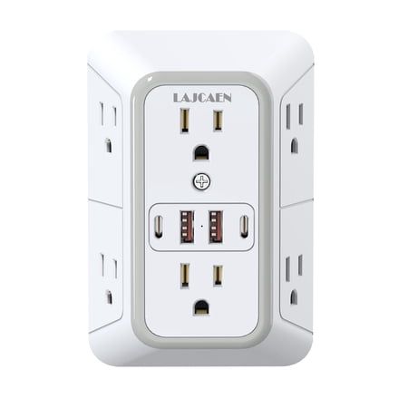 Multi Plug Wall Outlets With 6 AC and 4 USB Ports